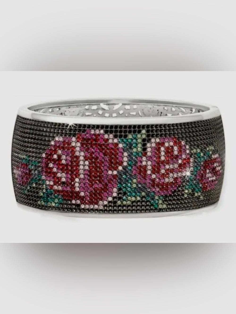 🆕🌹Brighton Victorian Rose VTG SLVR SWAROVSKI CRYSTAL Bracelet MSRP $188